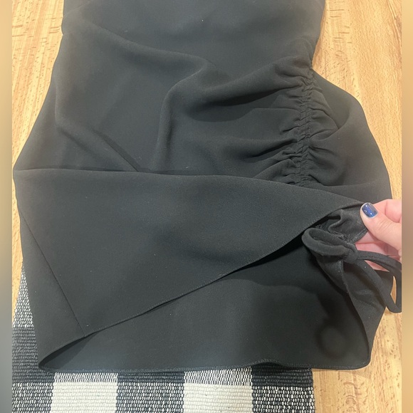 Zara black mini streppy dress with scrunched tie up the side - Picture 7 of 13